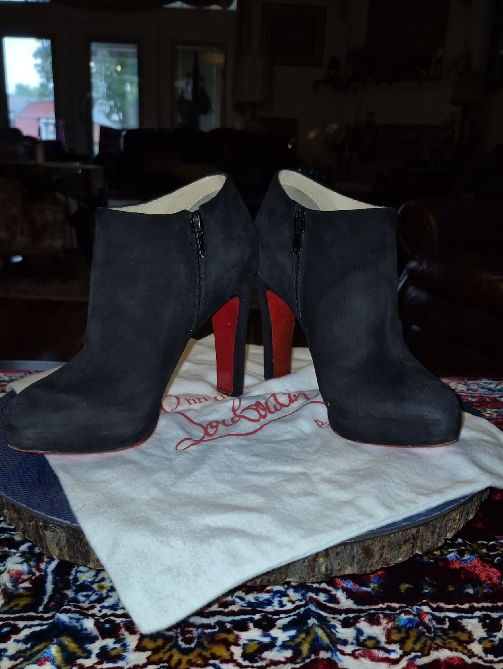 Christian Louboutin Authentic Black Suede Bobsleigh Booties. Sz.36.5. - Picture 5 of 16